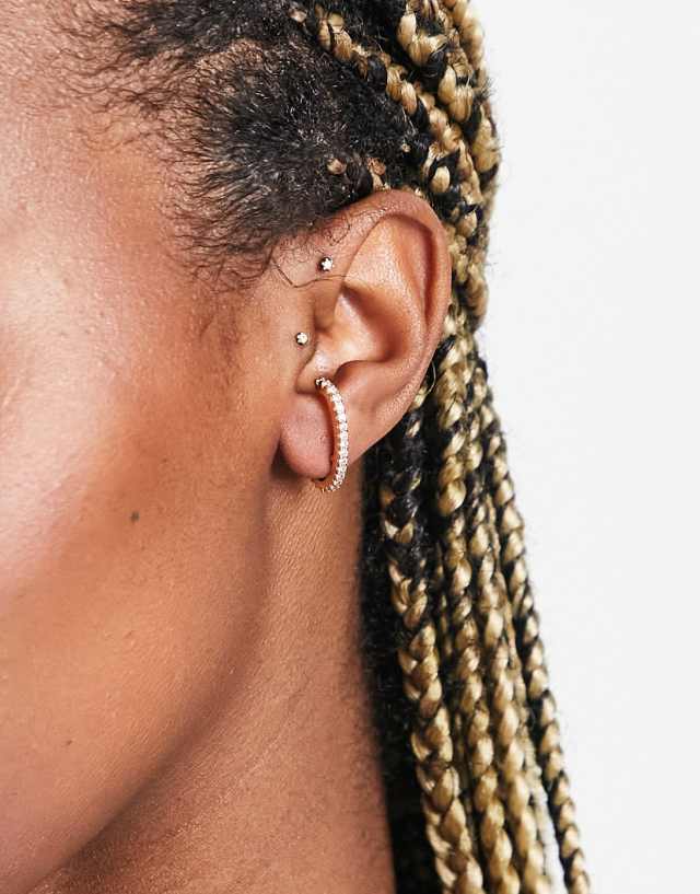 ASOS DESIGN t bar ear cuffs in crystal