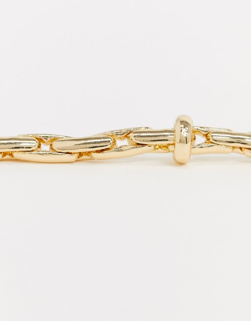 LUXE Linear Link T-Bar Necklace - Gold