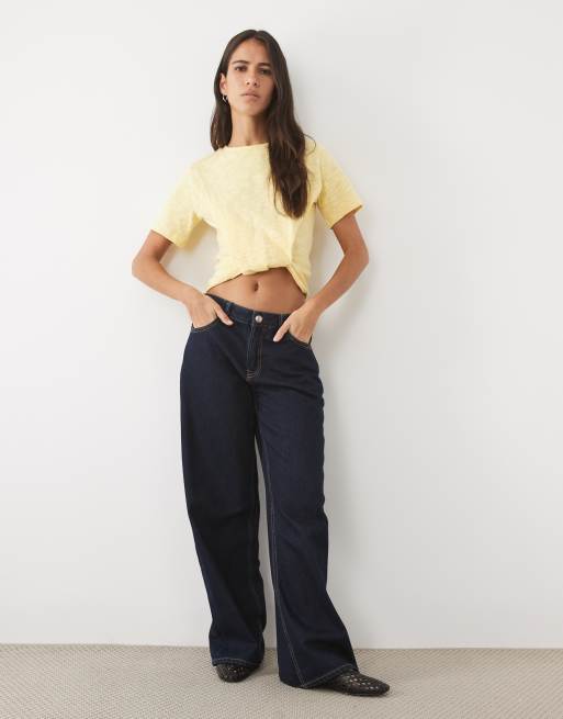 ASOS DESIGN t-shirt à détail noué en tissu texturé jaune, 2 de 4