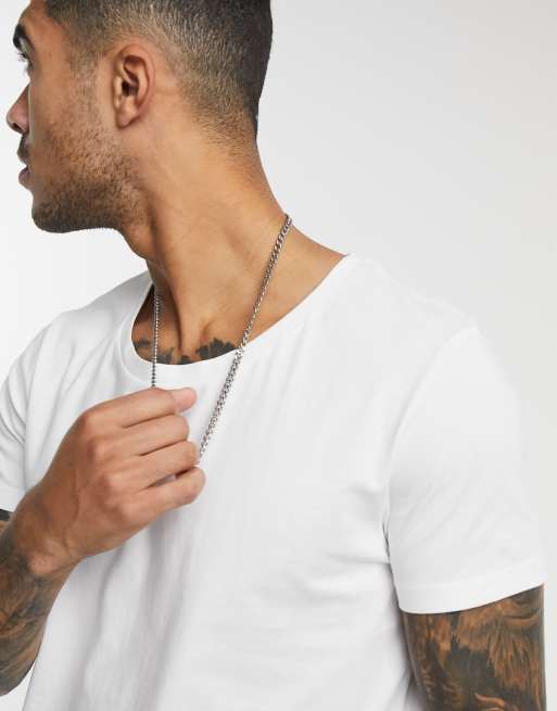 ASOS DESIGN - T-shirt à encolure dégagée - Blanc, 3 de 4