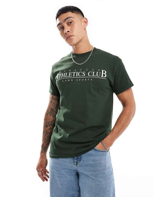 ASOS DESIGN - T-shirt à imprimé Athletics Club sur le devant - Vert