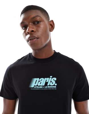 ASOS DESIGN - T-shirt à imprimé High Build Paris - Noir - view 1