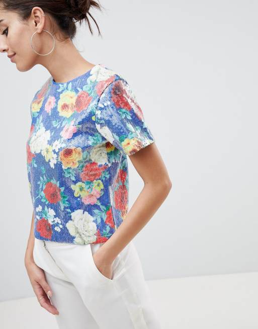 ASOS DESIGN - T-shirt à imprimé orné de sequins