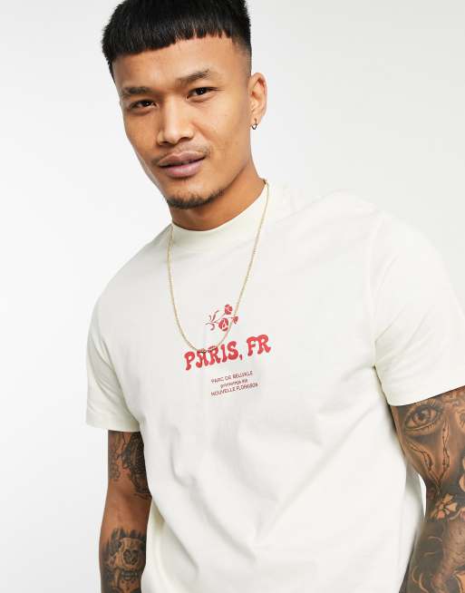 ASOS DESIGN - T-shirt à imprimé Paris sur le devant - Beige