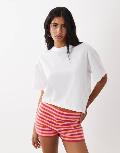 ASOS DESIGN - T-shirt à manches courtes avec ourlet asymétrique - Blanc - view 1