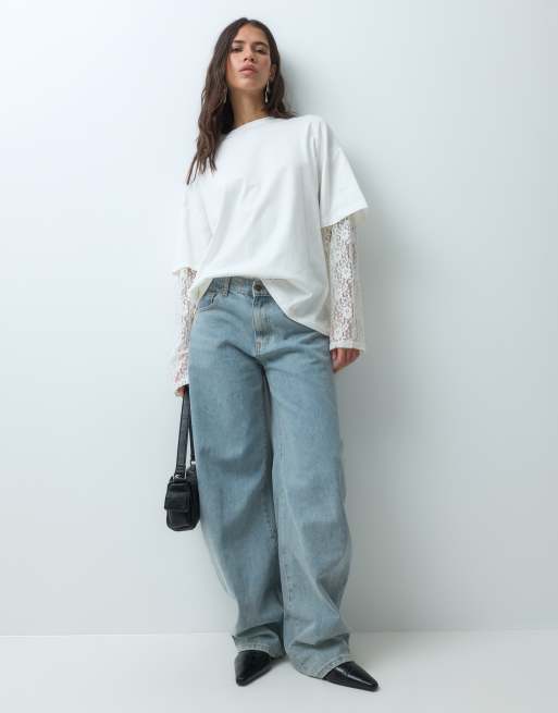 ASOS DESIGN t-shirt à manches en dentelle superposée blanc, 3 de 5