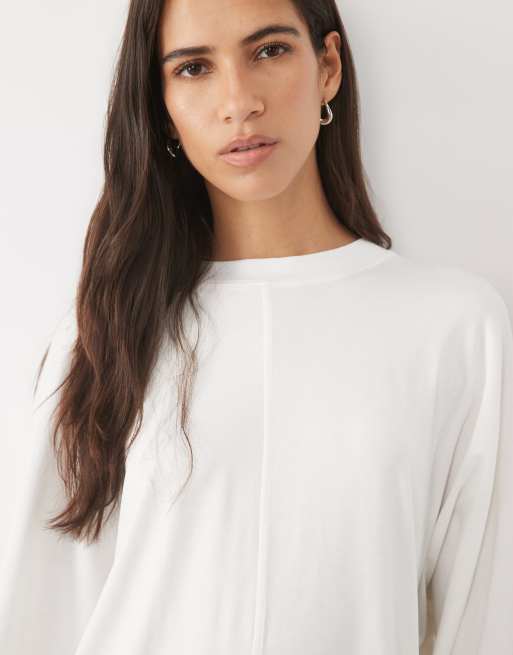 ASOS DESIGN t-shirt à manches longues à empiècements chauve-souris blanc, 3 de 4