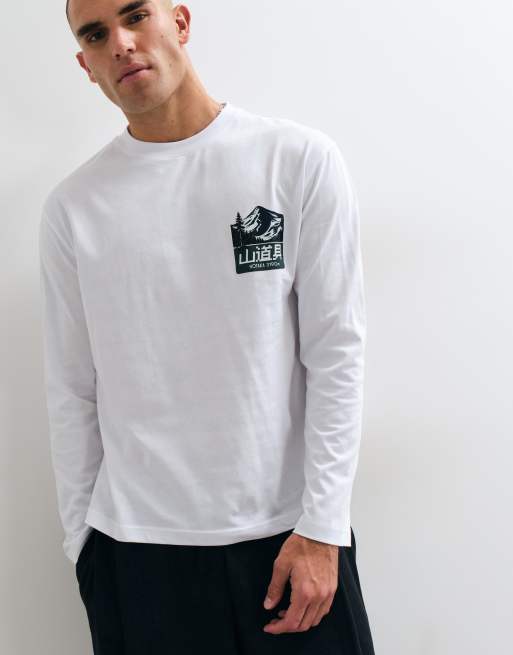 ASOS DESIGN t-shirt à manches longues ample avec imprimé paysage en blanc, 5 de 10