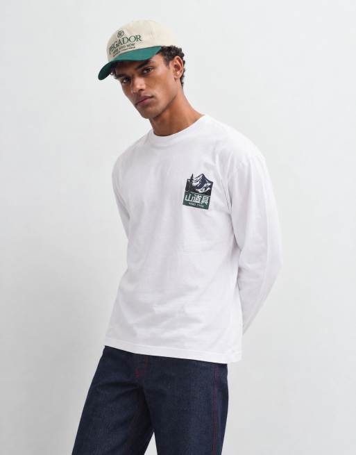 ASOS DESIGN t-shirt à manches longues ample avec imprimé paysage en blanc, 6 de 10