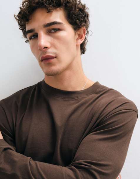 ASOS DESIGN t-shirt à manches longues ample marron - view 1