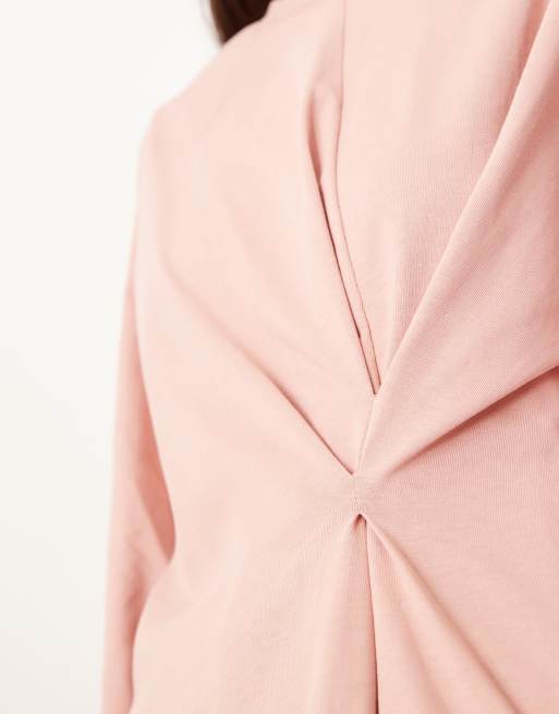ASOS DESIGN - T-shirt à manches longues et détail plissé - Rose, 3 de 4