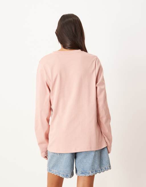 ASOS DESIGN - T-shirt à manches longues et détail plissé - Rose, 4 de 4