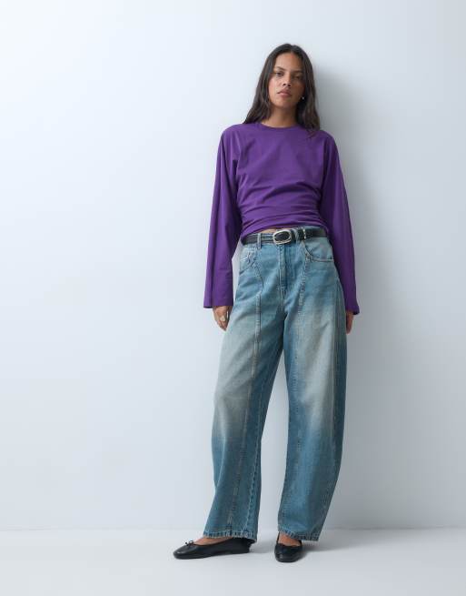 ASOS DESIGN t-shirt à manches mi-longues cintré à la taille violet, 3 de 4