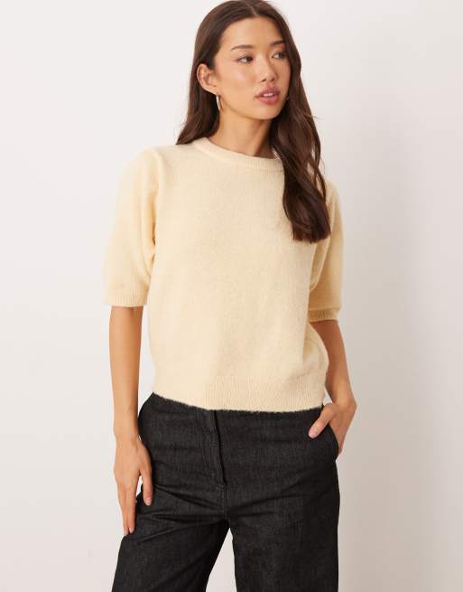 ASOS DESIGN - T-shirt a maniche corte avvitata color latticello