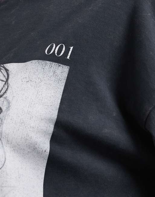 ASOS DESIGN - T-shirt a maniche lunghe antracite con grafica Amour Magazine, 2 di 4
