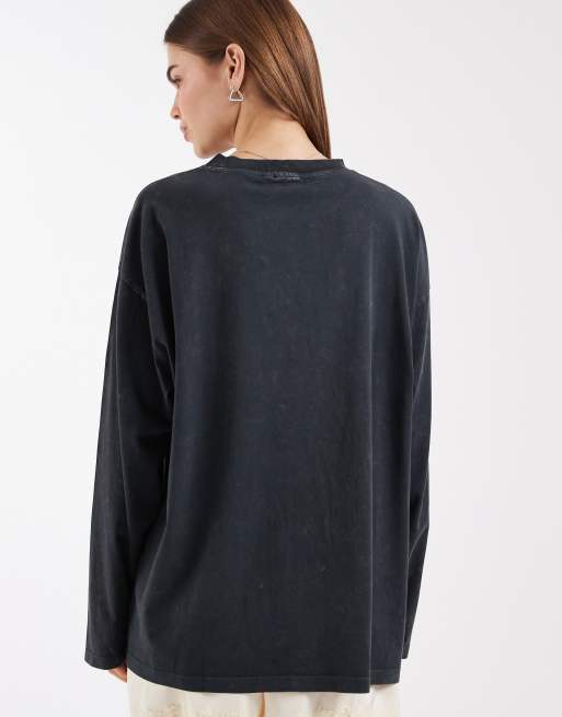 ASOS DESIGN - T-shirt a maniche lunghe antracite con grafica Amour Magazine, 4 di 4