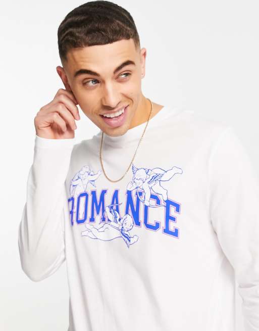 ASOS DESIGN - T-shirt a maniche lunghe bianca con stampa di cherubini e scritta sul davanti, 3 di 4