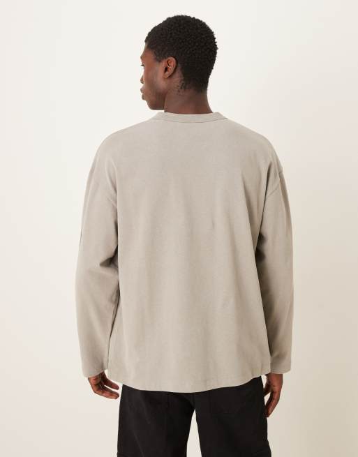 ASOS DESIGN - T-shirt a maniche lunghe color pietra slavato con grafica Sun Chaser , 3 di 5