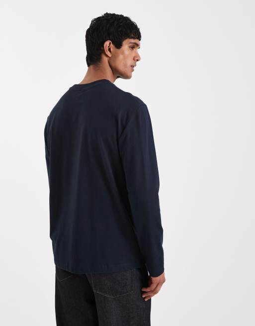ASOS DESIGN - T-shirt a maniche lunghe comoda pesante blu navy , 3 di 5