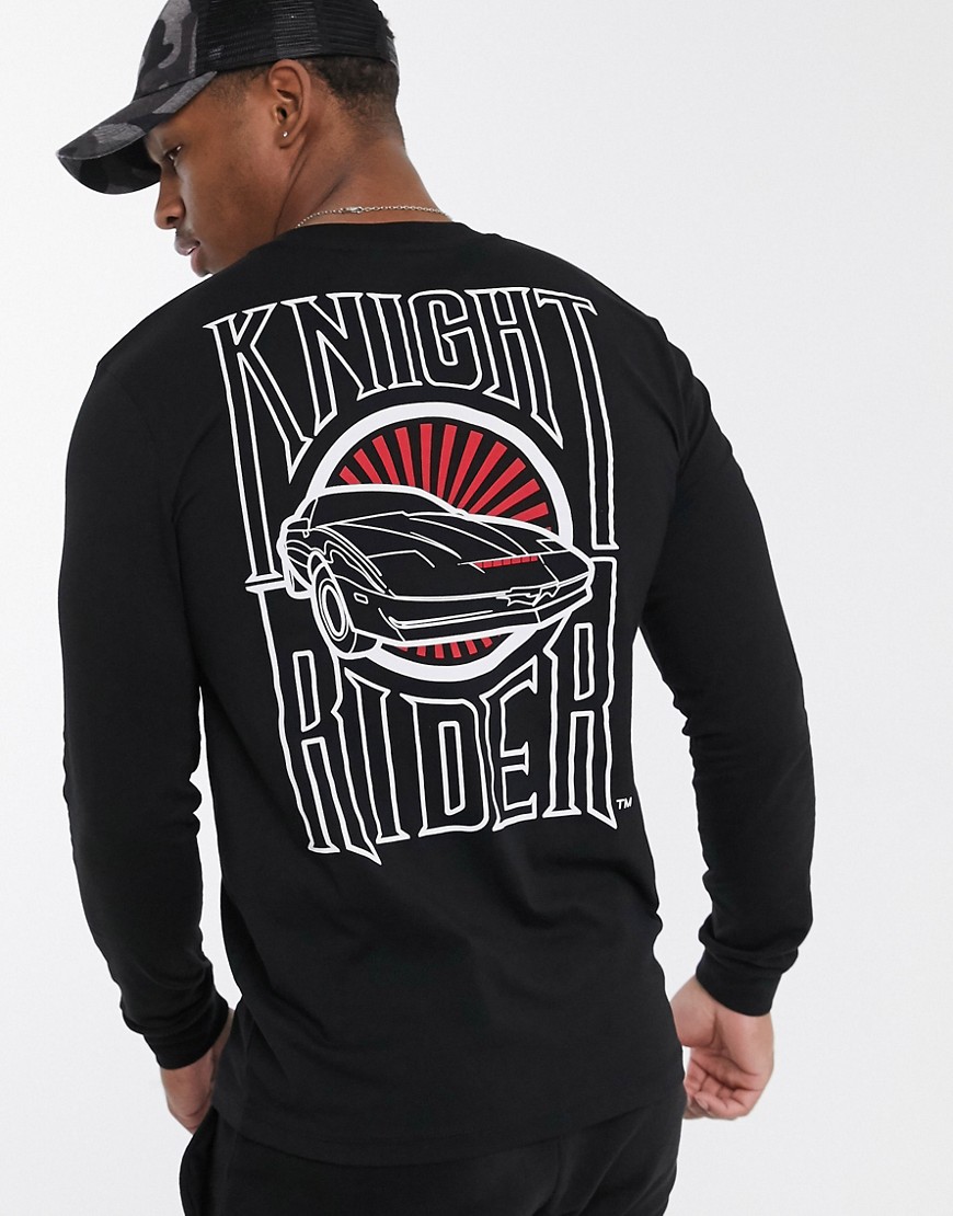 ASOS DESIGN - T-shirt a maniche lunghe con stampa Knight Rider sulla schiena-Nero