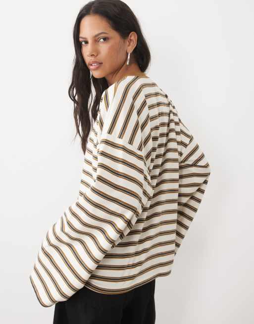 ASOS DESIGN T-shirt a maniche lunghe girocollo a righe, 3 di 4
