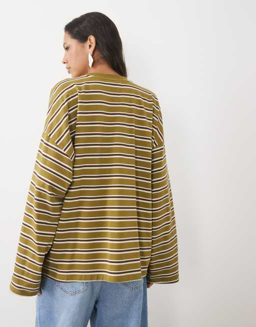 ASOS DESIGN T-shirt a maniche lunghe girocollo a righe, 4 di 4