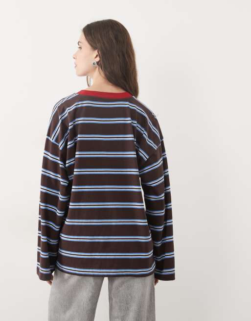 ASOS DESIGN T-shirt a maniche lunghe girocollo a righe, 4 di 4