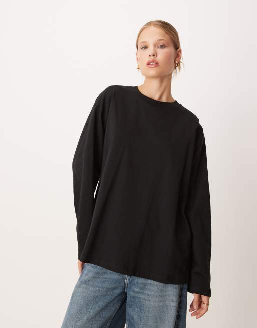 ASOS DESIGN - T-shirt a maniche lunghe nera con dettaglio intrecciato sul retro, 2 di 4