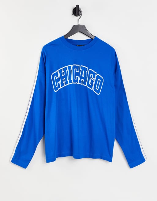 ASOS DESIGN - T-shirt a maniche lunghe oversize con fettucce e scritta 