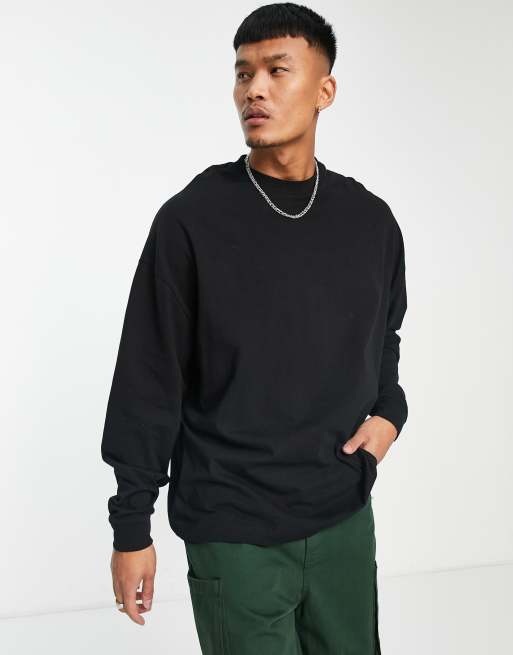 Asos Uomo Abbigliamento Top e t-shirt T-shirt T-shirt a maniche lunghe Maglietta oversize a maniche lunghe nera con stampa sul retro 