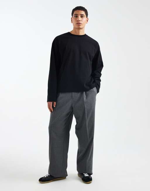 ASOS DESIGN - T-Shirt a maniche lunghe oversize squadrata pesante nera  , 2 di 5