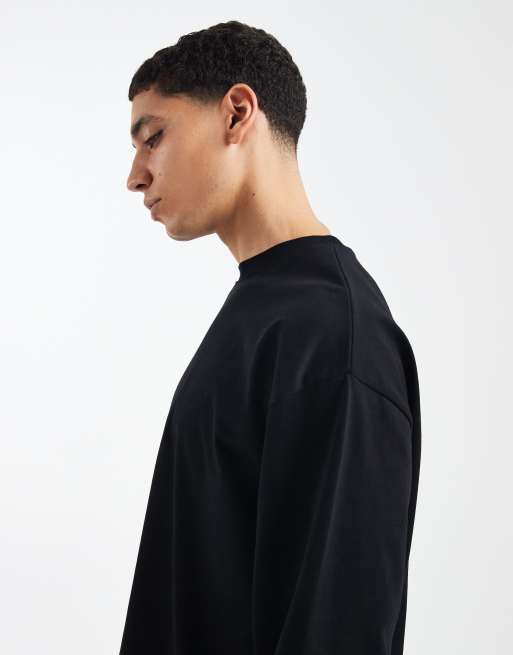 ASOS DESIGN - T-Shirt a maniche lunghe oversize squadrata pesante nera  , 4 di 5