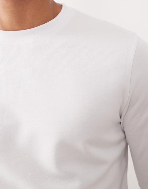 ASOS DESIGN - T-shirt a maniche lunghe pesante bianca morbida al tatto, 5 di 5