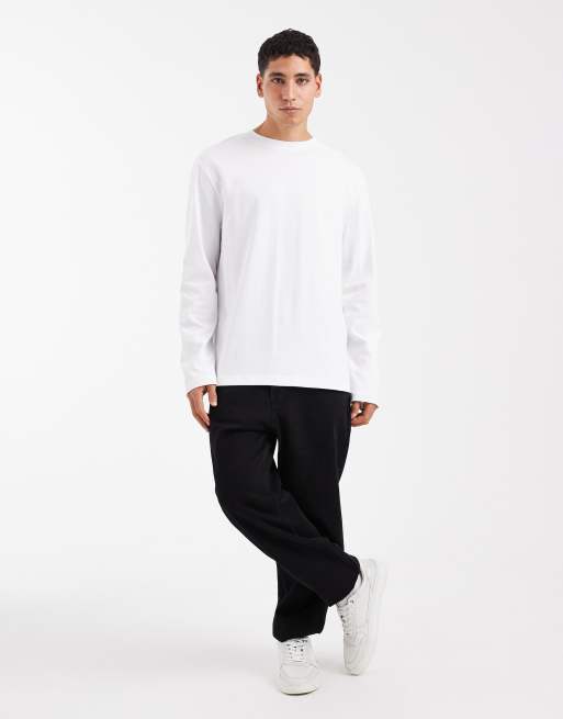 ASOS DESIGN - T-Shirt a maniche lunghe vestibilità comoda pesante bianca , 2 di 5