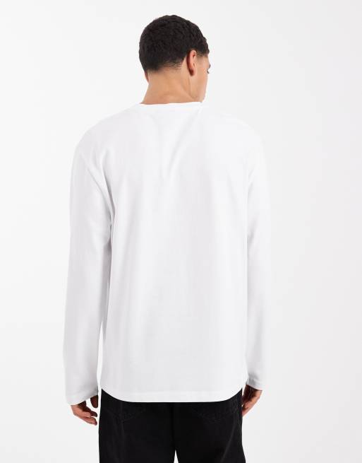 ASOS DESIGN - T-Shirt a maniche lunghe vestibilità comoda pesante bianca , 3 di 5