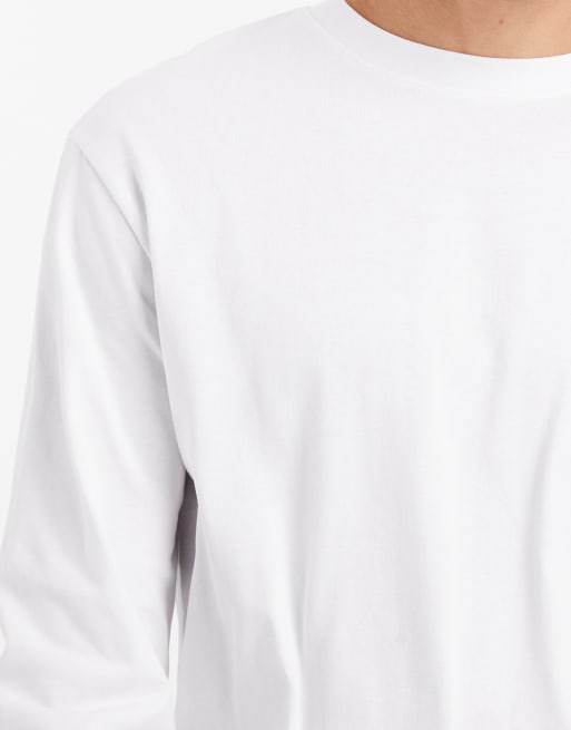 ASOS DESIGN - T-Shirt a maniche lunghe vestibilità comoda pesante bianca , 5 di 5