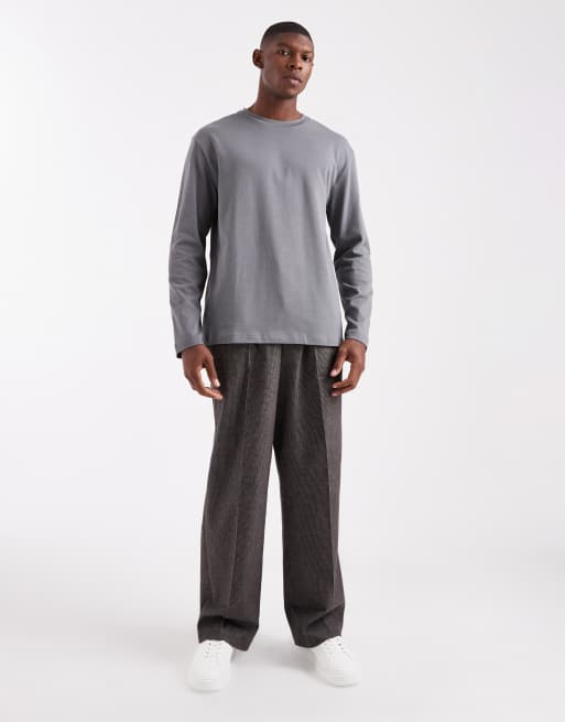 ASOS DESIGN - T-shirt a maniche lunghe vestibilità comoda pesante grigia, 2 di 5