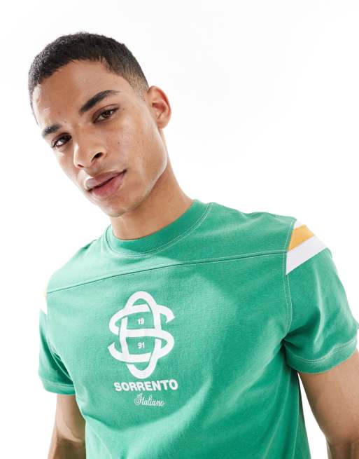 ASOS DESIGN - T-shirt à motif sportif et empiècements effet rapiécé - Vert , 3 de 4