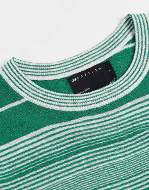 ASOS DESIGN - T-shirt à rayures en maille transparente - Vert, 8 de 8