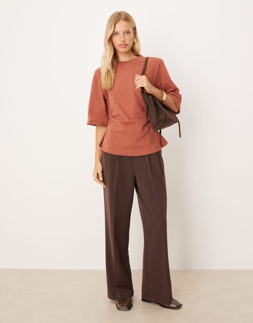 ASOS DESIGN - T-shirt à taille cintrée et épaulettes - Rouge tomate, 4 de 4
