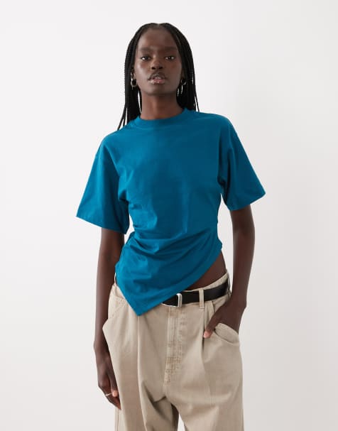 ASOS DESIGN t-shirt à taille froncée bleu - view 1