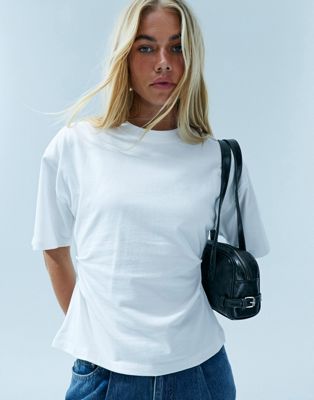 ASOS DESIGN - T-shirt à taille style corset - Blanc