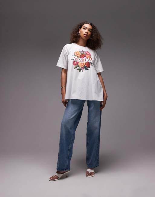 ASOS DESIGN - T-shirt a trapezio bianca con stampa, 2 di 4