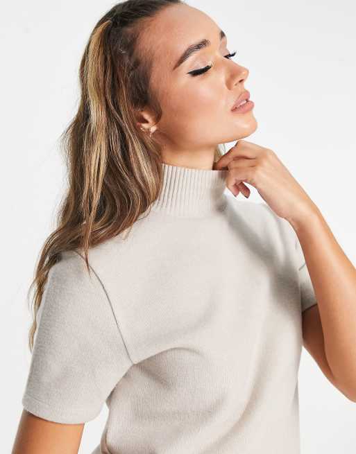 ASOS DESIGN - T-shirt accollata ultra morbida color crema mélange caldo 