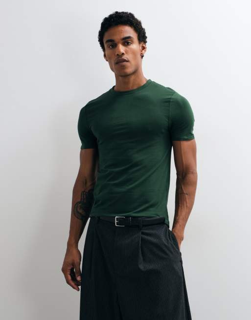 ASOS DESIGN T-shirt aderente in verde scuro, 3 di 10