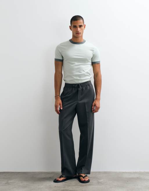 ASOS DESIGN - T-shirt ajusté à bords contrastants - Gris, 3 de 5