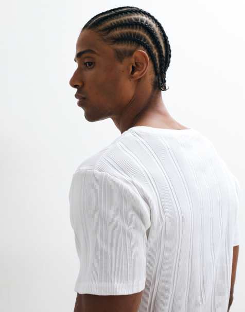 ASOS DESIGN - T-shirt ajusté côtelé - Blanc - view 1
