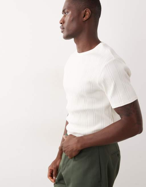 ASOS DESIGN - T-shirt ajusté côtelé - Crème, 4 de 5