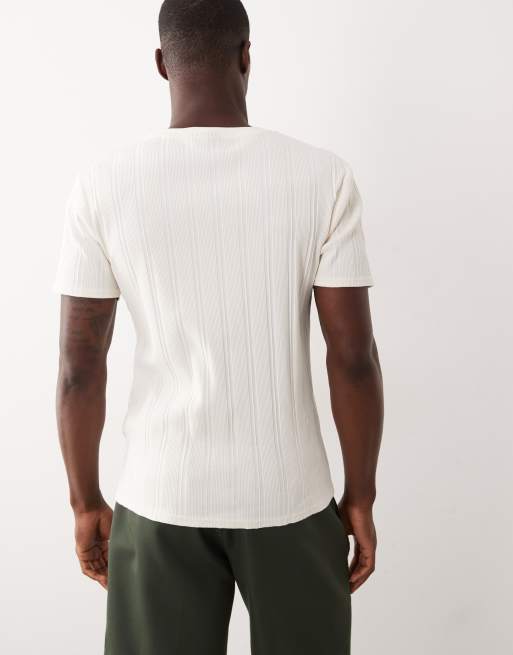 ASOS DESIGN - T-shirt ajusté côtelé - Crème, 5 de 5
