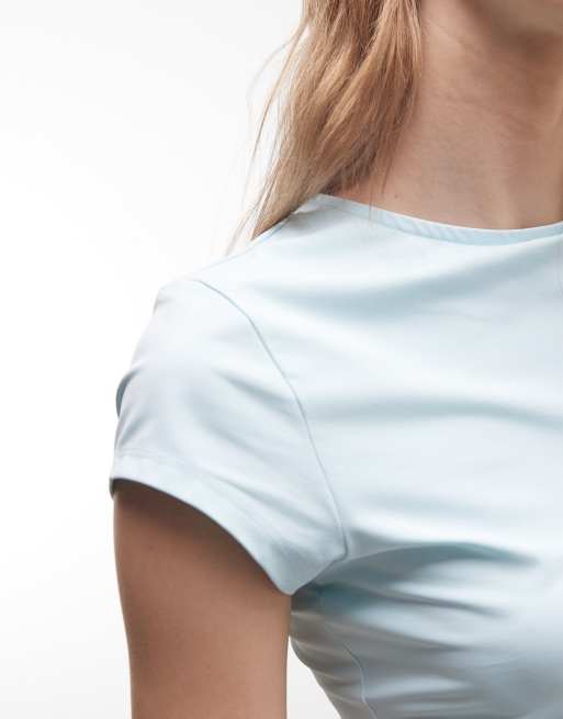 ASOS DESIGN - T-shirt ajusté effet rétréci en polyamide - Bleu clair, 2 de 4
